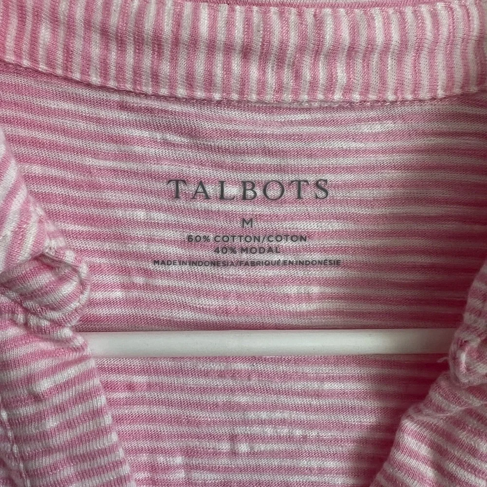 Talbots Roll Cuff Johnny Collar Pullover Size Medium - Picture 2 of 5